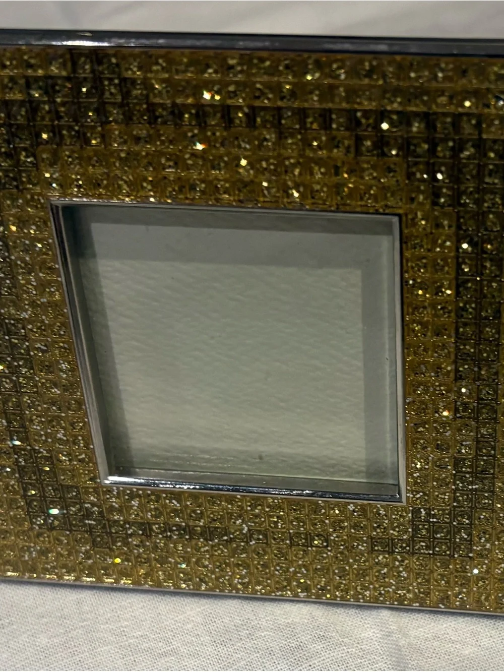 Vintage Miniature Gold Crystal Accent Picture Frame